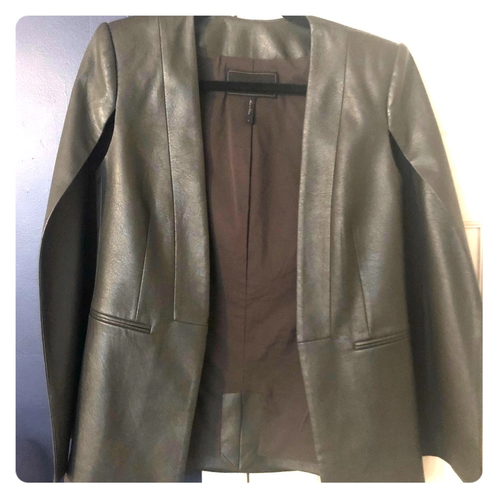 BCBG MAXAZRIA Upas faux- leather cape